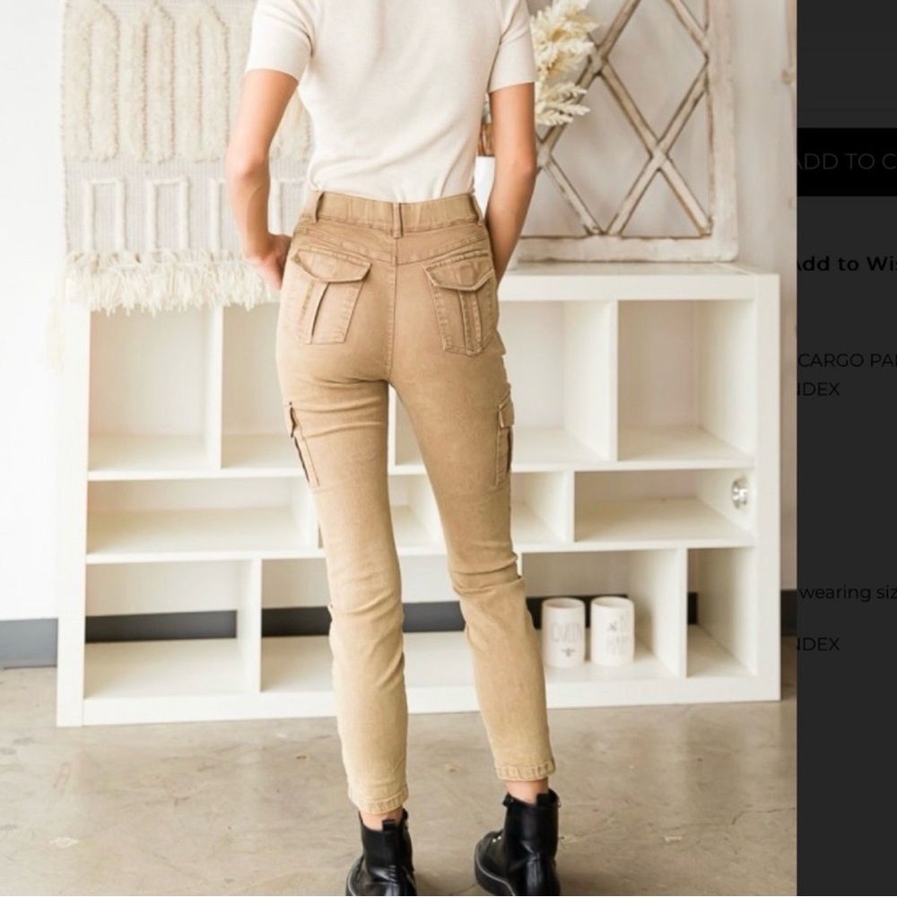 Oil & Hali Beige Cargo Skinny Pants for Women - Picture 4 of 7